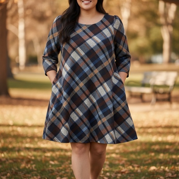 Jessica Howard Dresses & Skirts - Jessica Howard Multicolor Plaid Long Sleeve Dress